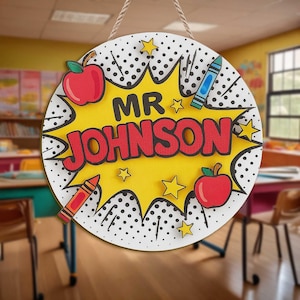 Personalized Male Teacher Door Sign – Custom Gift for Back to School & Teacher Appreciation, Mr Name Sign