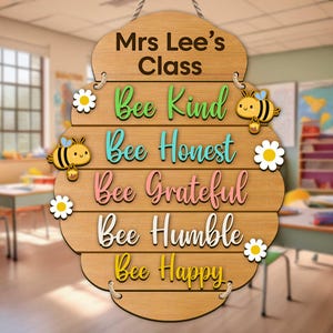 Customizable Bee Themed Classroom Rules Sign – Personalized Teacher Door Sign, Decor Gift for Back to School & Teacher Appreciation