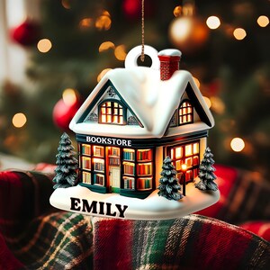 Personalized Book Store 2D Flat Acrylic Ornament Custom Bookstore Flat Ornament For Book Lovers Bookshelf Reader Bookish Gift For Teacher