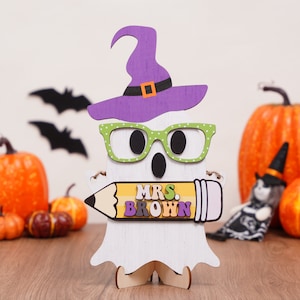 Halloween Teacher Door Sign Personalized Teacher Door Hanger Halloween Decoration Ghost Teacher Spooktacular Classroom Custom Door Sign