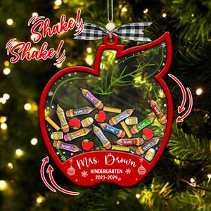 Customizable Christmas Teacher Shaker Ornament, Custom Ornament, Student Gift, Shaker Ornament, Personalized Teacher, Classroom Decorations