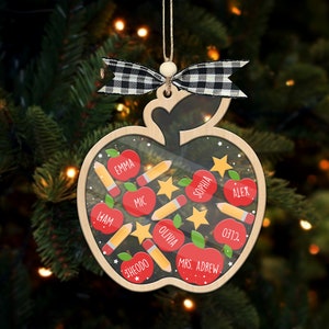 Customizable Christmas Teacher Shaker Ornament, Custom Ornament, Student Gift, Shaker Ornament, Personalized Teacher, Classroom Decorations
