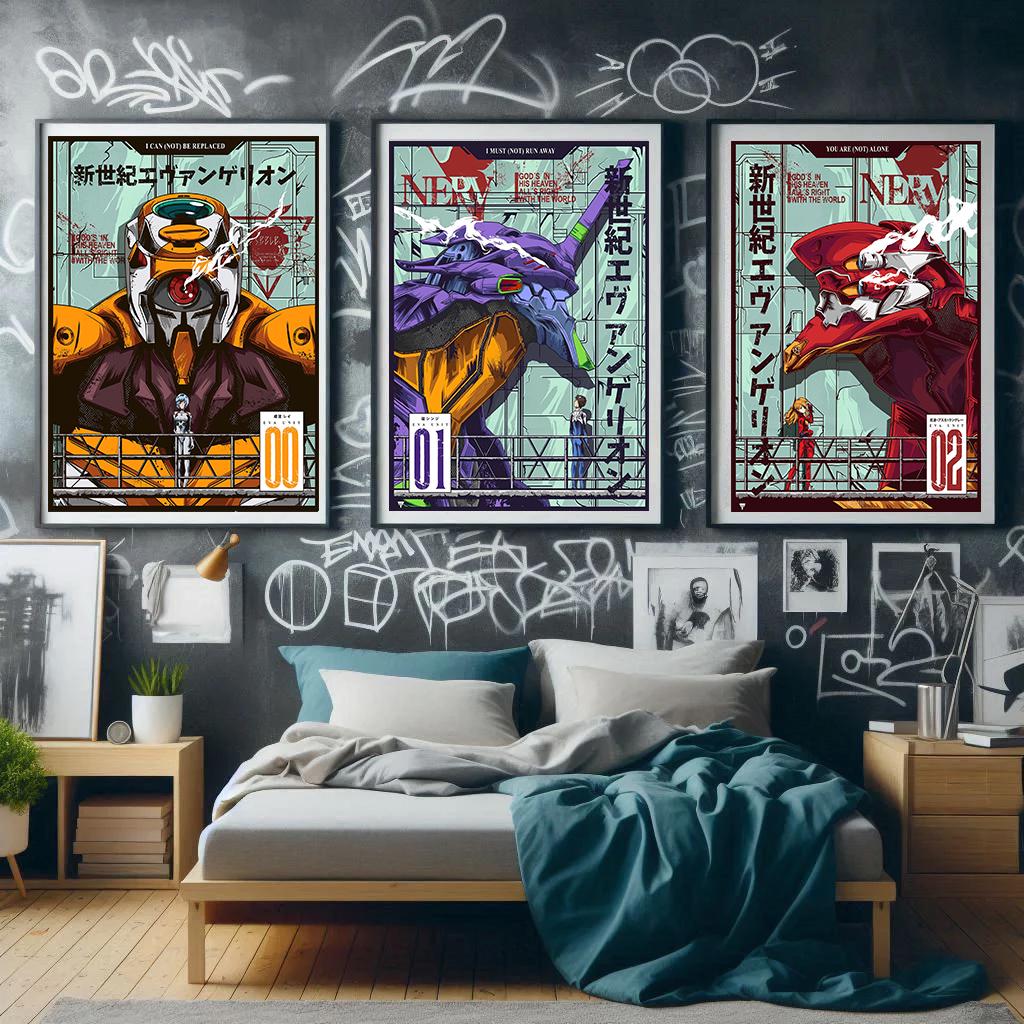 Neon Genesis Evangelion EVA Unit-0/01/02 Poster, Premium Canvas
