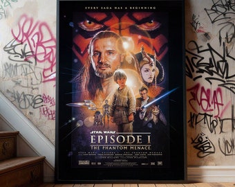 Star Wars Episode 1 The Phantom Menace (1999) Movie Poster, Premium Canvas Poster, Film Fans Collectibles, Popular Movie Poster for Gift