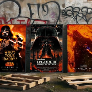 Star Wars Revenge of the Sith Poster zum 20-jährigen Jubiläum, Premium Leinwand Poster, Star Wars 3 Film Fans Sammlerstücke, Beliebtes Filmplakat