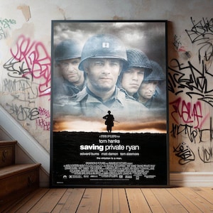 Saving Private Ryan Movie Poster, Premium Canvas Poster, Film Fans Collectibles, Popular Movie Poster for Gift