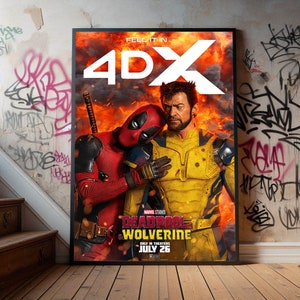 Deadpool & Wolverine (2024) Movie Poster, Premium Canvas Poster, Ryan Reynolds Hugh Jackman Film Fans Collectibles, Popular Movie Poster
