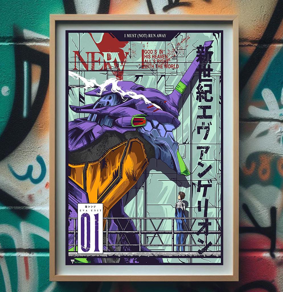 Neon Genesis Evangelion EVA Unit-0/01/02 Poster, Premium Canvas