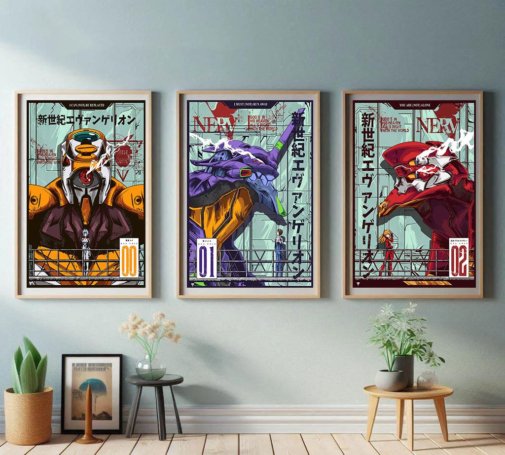 Neon Genesis Evangelion EVA Unit-0/01/02 Poster, Premium Canvas