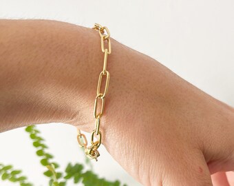 Gold Paperclip Chain Bracelet - Layering Bracelet - Minimal Jewelry
