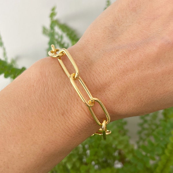 Thick Paperclip Chain Bracelet - Gold - Layering Bracelet - Minimal Jewelry