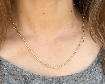 Gold Paperclip Chain Necklace - Layering Necklace - Minimal Jewelry