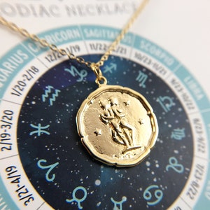 Gemini - Gold or Silver Zodiac Sign Necklace - Astrological Pendant