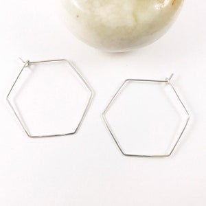 Hexagon geometric hoops 14k gold fill, rose gold fill, sterling silver or copper image 1