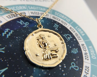 Virgo - Gold or Silver Zodiac Sign Necklace - Astrological Pendant