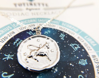 Taurus - Gold or Silver Zodiac Sign Necklace - Astrological Pendant