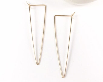 Triangle Hoop Earrings - 14k gold fill, rose gold fill, sterling silver or copper