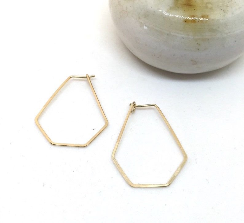 Geometric hoops 14k gold fill, rose gold fill, sterling silver or copper image 1