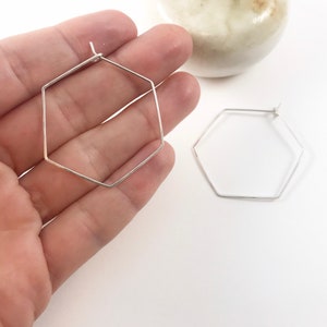 Hexagon geometric hoops 14k gold fill, rose gold fill, sterling silver or copper image 2