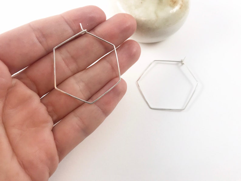 Hexagon geometric hoops 14k gold fill, rose gold fill, sterling silver or copper image 2