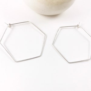 Hexagon geometric hoops 14k gold fill, rose gold fill, sterling silver or copper image 3