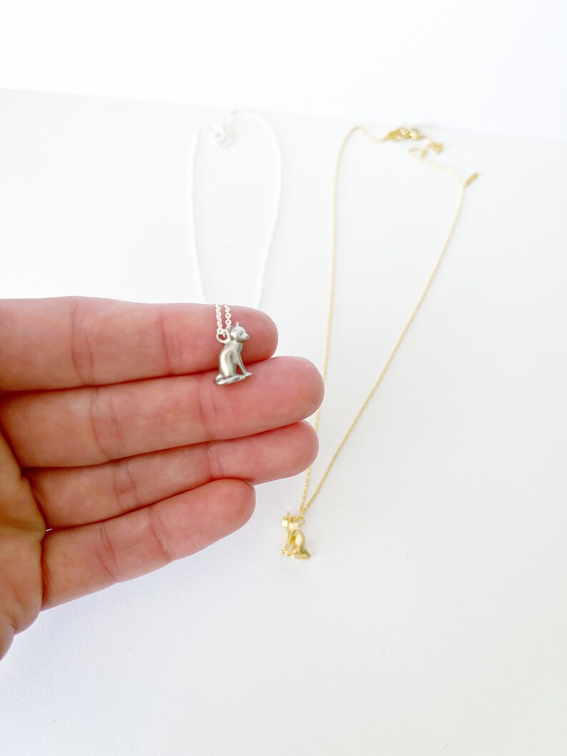 Sitting Cat Necklace gold or silver dainty layering necklace image 3