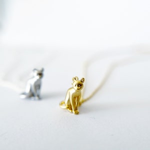 Sitting Cat Necklace gold or silver dainty layering necklace image 7