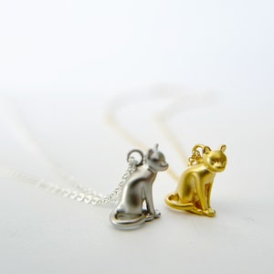 Sitting Cat Necklace gold or silver dainty layering necklace image 4