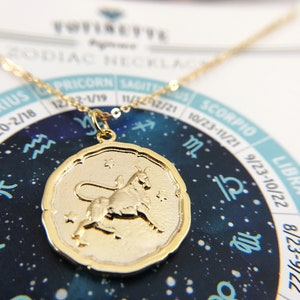 Taurus Gold or Silver Zodiac Sign Necklace Astrological Pendant image 3