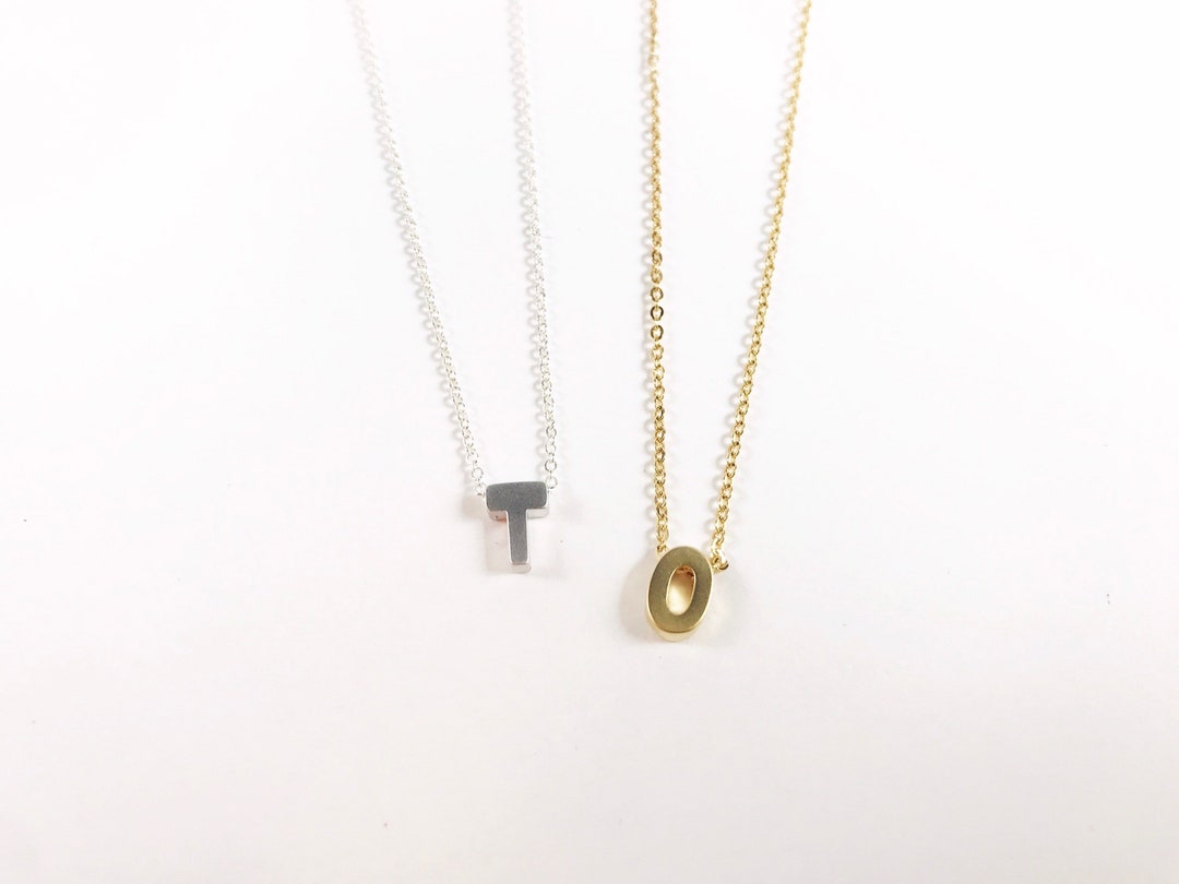 Initial Necklace Custom Letter Charm Necklace Alphabet Etsy