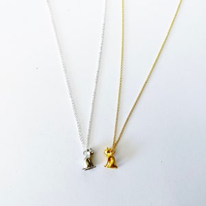 Sitting Cat Necklace gold or silver dainty layering necklace image 8