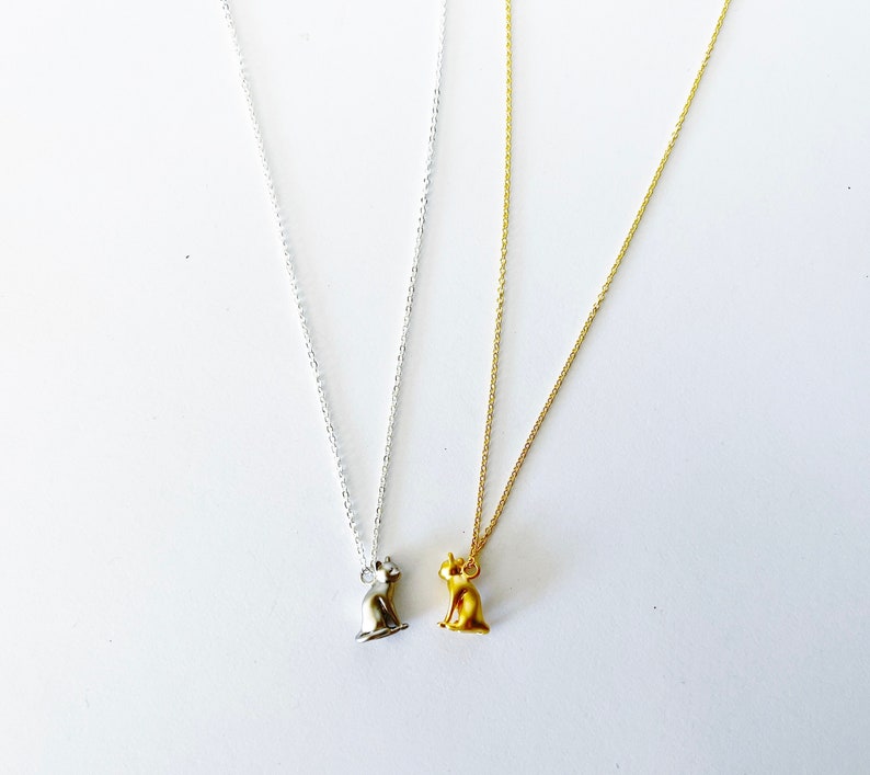 Sitting Cat Necklace gold or silver dainty layering necklace image 8