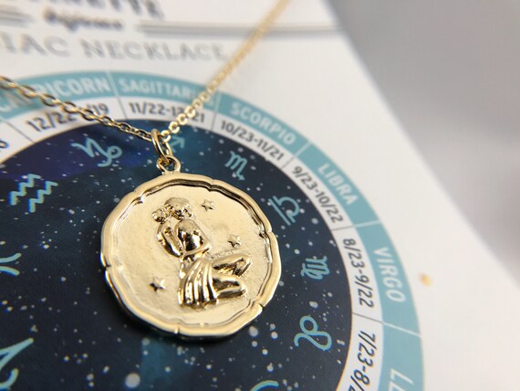 Virgo Gold Or Silver Zodiac Sign Necklace Astrological Etsy
