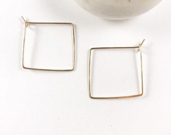 Square Hoop Earrings - 14k gold fill, rose gold fill, sterling silver