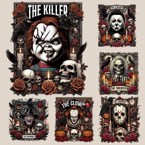 Horror Movie Villains Clipart Bundle – Creepy Halloween Killer PNG
