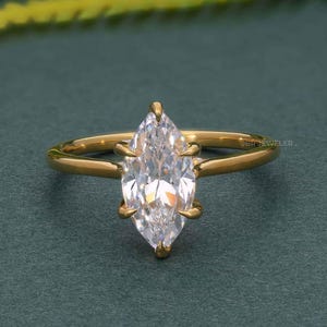 1.5 carat IGI Certified E Color VVS2 Clarity Marquise Cut Lab Grown Diamond Solitaire Engagement Ring , Anniversary Gift 14k Solid Gold Ring
