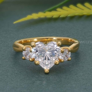 Heart Cut Lab Grown Diamond Ring: Three Stone Twist Band