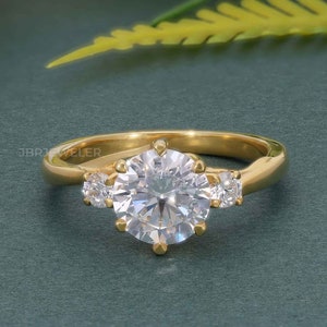 Round CVD Diamond Ring, Three Stone F-VS1 Round Lab Grown Engagement Ring, Trilogy ring for Women, Anniversary Gifts, Wedding Gift for Her