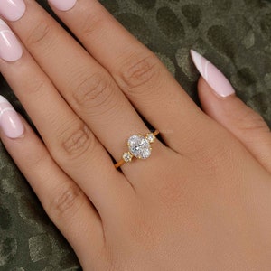 2 Carat E Color Oval Cut VVS2 Lab Grown Diamond Three Stone Engagement Ring, Wedding Ring, Anniversary Gift For Her, 10k-14k-18k Solid Gold