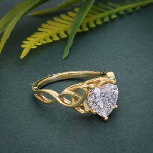 Heart Cut Irish Engagement Ring, Celtic Knot Certified Lab Diamond Ring, 1-2 Carat Irish Jewelry Ring, Gift for Wife, Promise Wedding Gifts