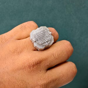 Herren Diamantring, Iced Out Moissanit Diamantring, Hip-Hop-personalisierte Ringe für Männer, 925 Sterling Silber, Iced Out Siegelring