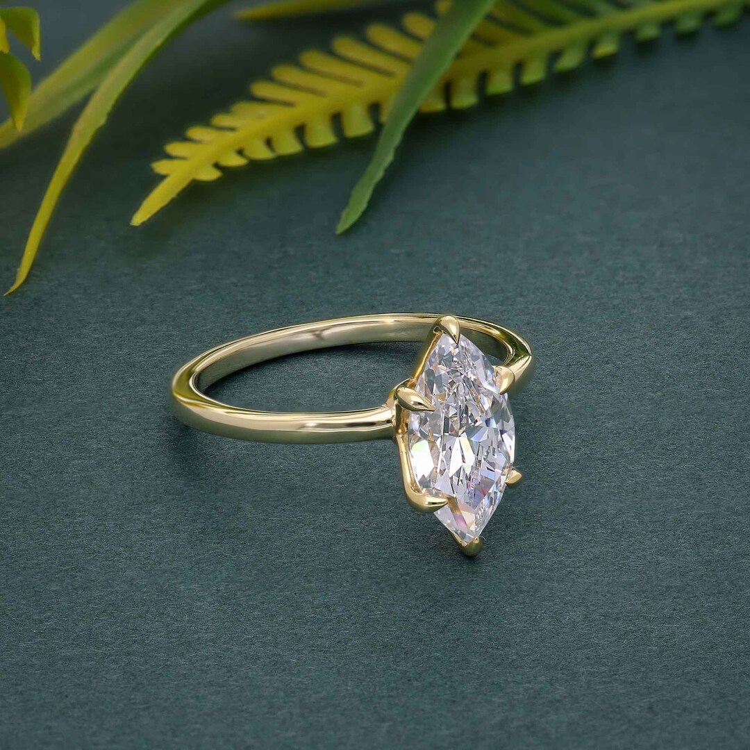 0.5 to 3.0 CT Marquise Cut Lab Grown Diamond Solitaire Ring, Marquise ...