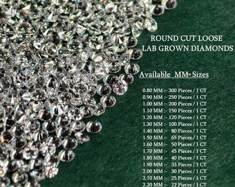 Loser Rundschliff-Labordiamant, 0,80 mm bis 2,50 mm im Labor gewachsener Diamant, runder Diamant für die Herstellung von Schmuck, DEF-Farbe VVS-VS Melee CVD Diamanten