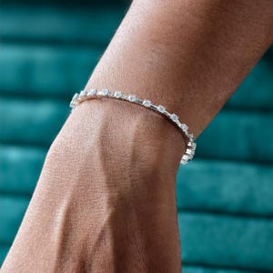 Lab grown Diamond Flexible Bangle Bracelet, 14k Solid Gold Dainty Bracelet, Lab Diamond Bangle, Round Cut Bracelet, Birthday Gift for Women