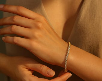 Marquise diamanten tennisarmband, 2,50 karaat laboratoriumdiamanten tennisarmband, 14k massief gouden armband, CVD-diamanten, aanpasbare cadeaus voor haar