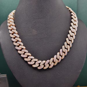 20mm Moissanite Cuban Chain, Iced Out Necklace, 925 Sterling Silver Bling Chain, 22 Inch Cuban, Passes Diamond Tester, Rapper Chain Necklace