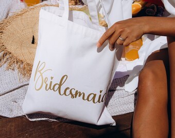 Personalized Bridesmaid Tote Bag: Bridal Party Gift, Bachelorette Party Favor