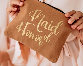 Maid of Honor Canvas Makeup Bag: Bridal Party Gift
