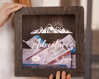 Personalized Travel Ticket Shadow Box: Adventure Keepsake Memory Box