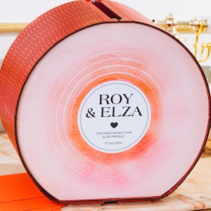 Boîte circulaire personnalisée pour cartes de mariage - Porte-enveloppe personnalisé en acrylique et en bois pour la réception